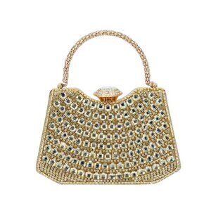 Tigerstars Shimmering Gold Stone Evening Bag